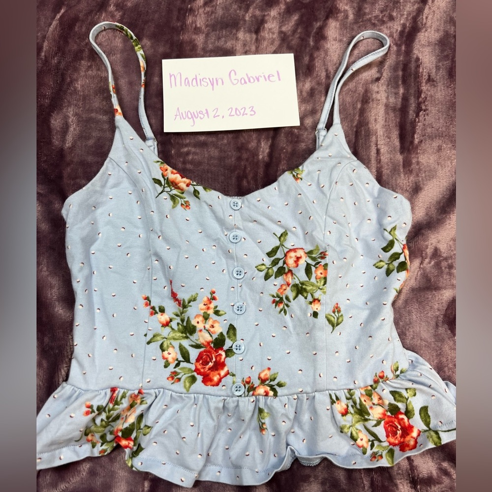 Blue floral crop top